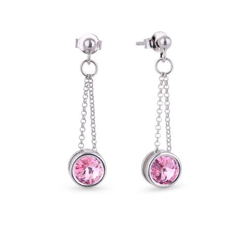 Sudraba auskari "Bonbon (Light Rose)" ar Swarovski™ kristāliem